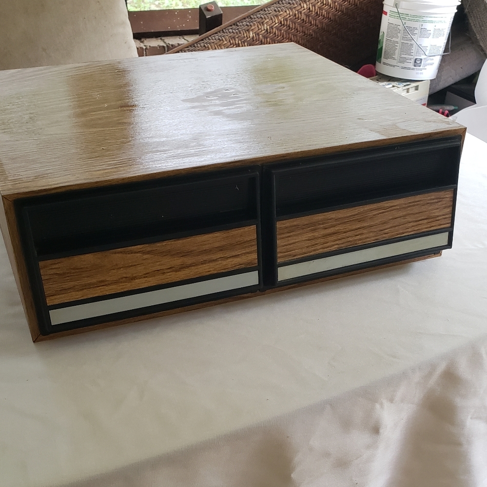 Vintage Faux Wood Video Cassette Holder Storage